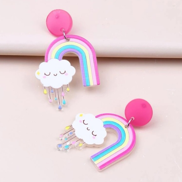 Rainbow and Cloud Earrings - Picture 3 of 5
